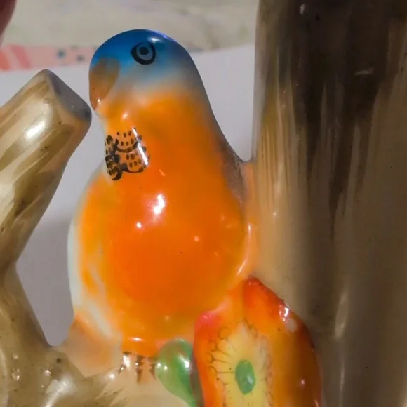Vintage Art Deco Ceramic Parakeet Double‎ Stem Bud Vase Japan - Picture 4 of 6